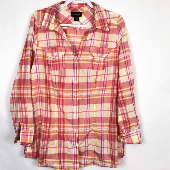 Lane Bryant Tops - Womens Button Up Blouse Size 14/16 Lane Bryant Plaid